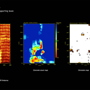 GPR survey on concrete slab - Cover and corrosion map